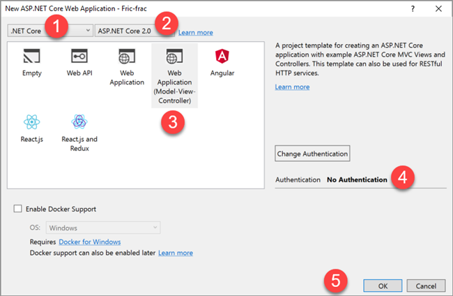 Fric-frac New ASP.NET Core Web Application